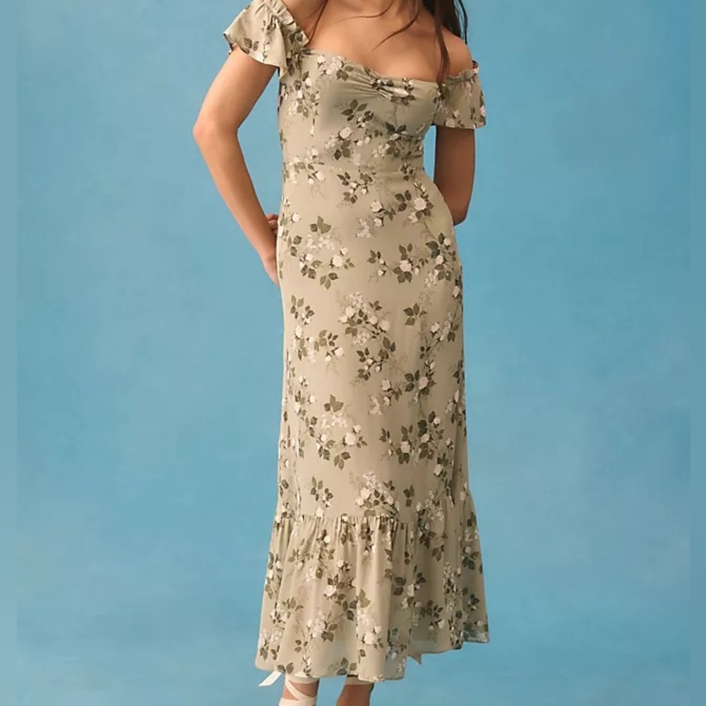 Reformation green butterfly dress